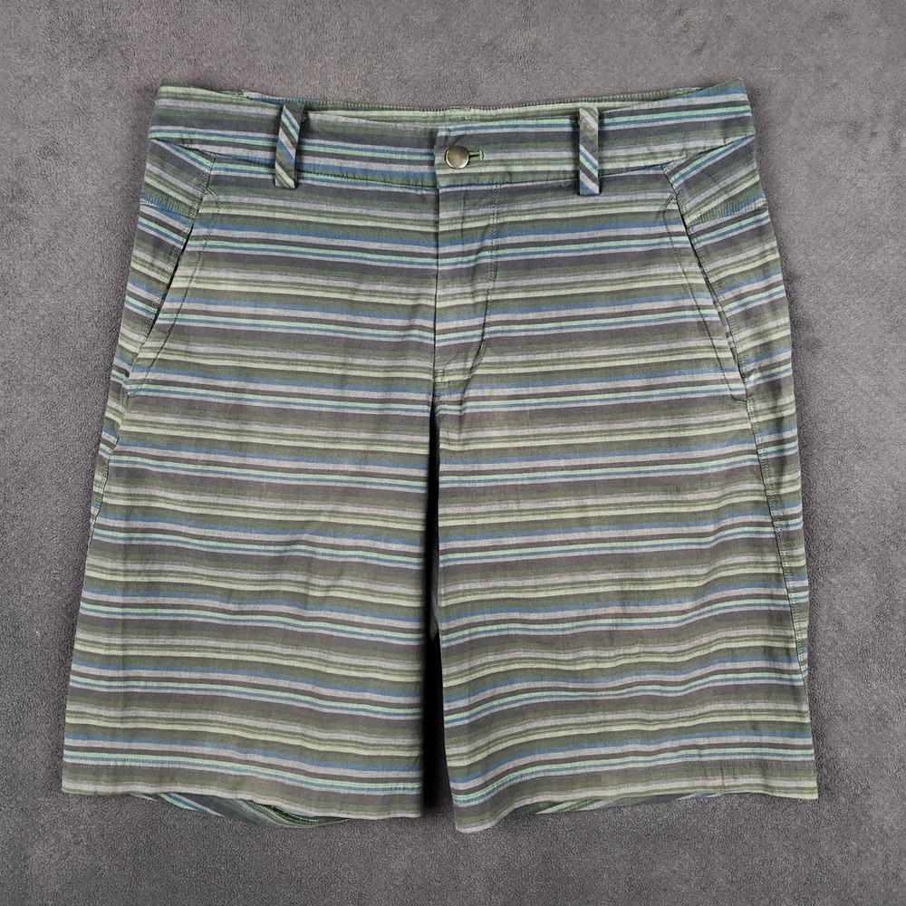 Lululemon Kahuna Shorts Mens 32 Green Striped Performance Stretch Golf Chino 10"